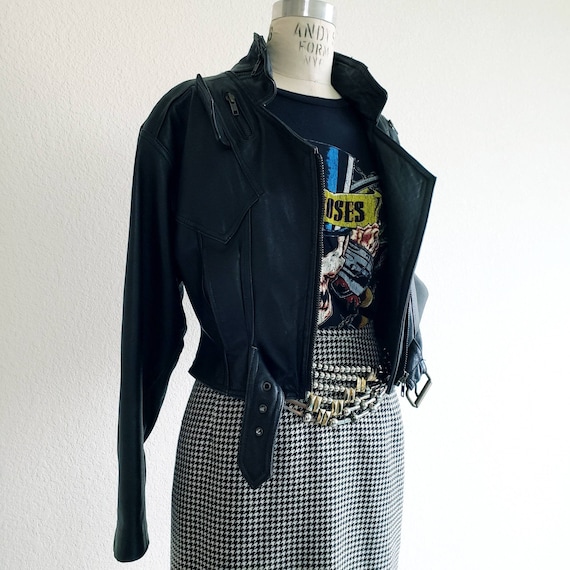 Vintage 80s LA Roxx Black Motorcycle Jacket - image 1