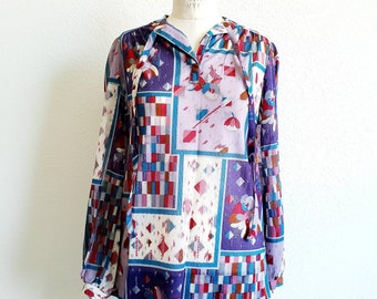 Vintage 70s Ship N' Shore Purple Tunic Blouse