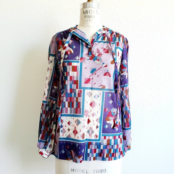 Vintage 70s Ship N' Shore Purple Tunic Blouse - image 1