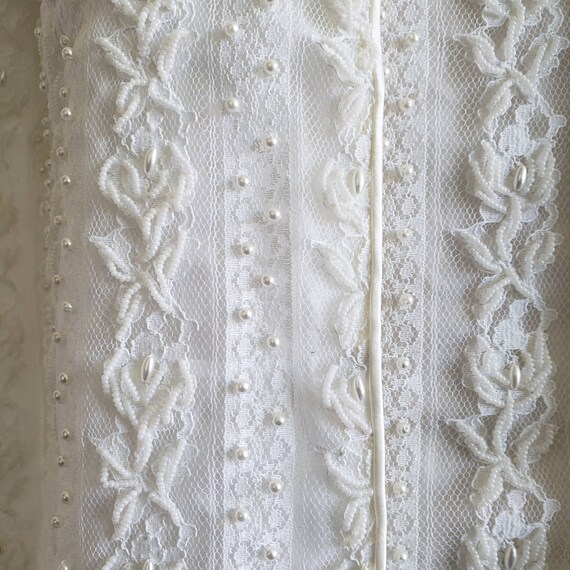 Vintage 60s Charles and Co White Beaded Lace Two … - image 9