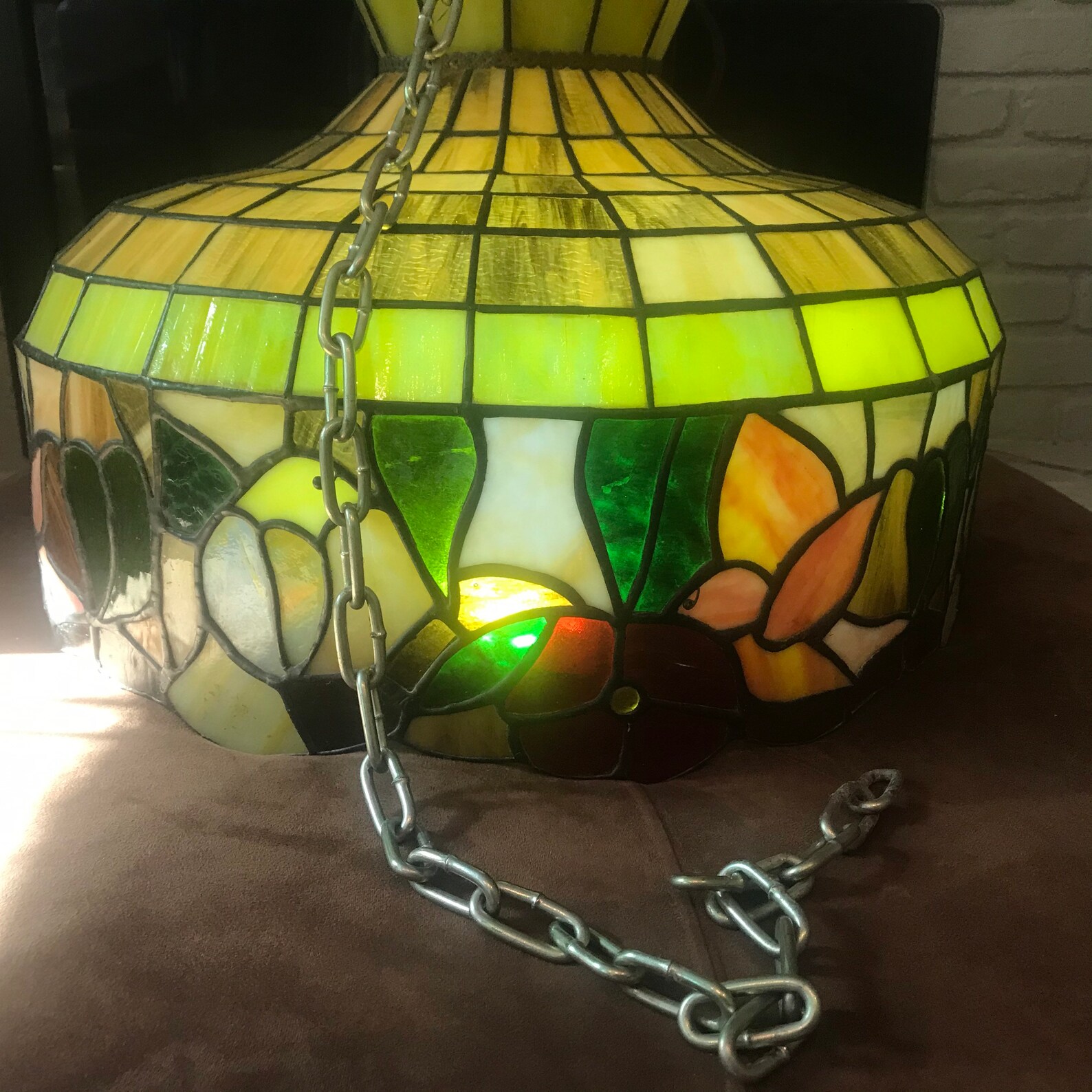Stained Glass Art Flawless Vintage Hanging Lamp Shade | Etsy