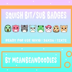 Twitch Sub/Bit Badges/ Squishes/ Plushes/ Kawaii/ Cute