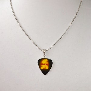 Elvis Guitar Pick Necklace on Silver Bead Chain Handmade Silhouette