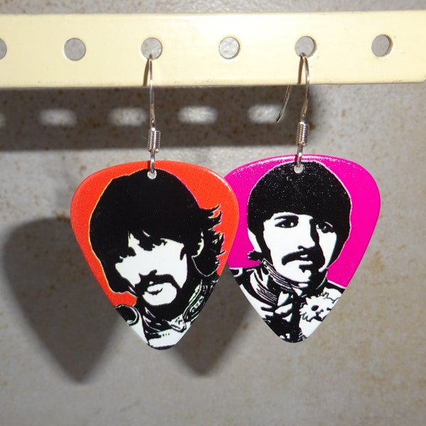 Beatles Guitar Pick Earrings George and Ringo Sergeant Pepper Handmade The Beatles