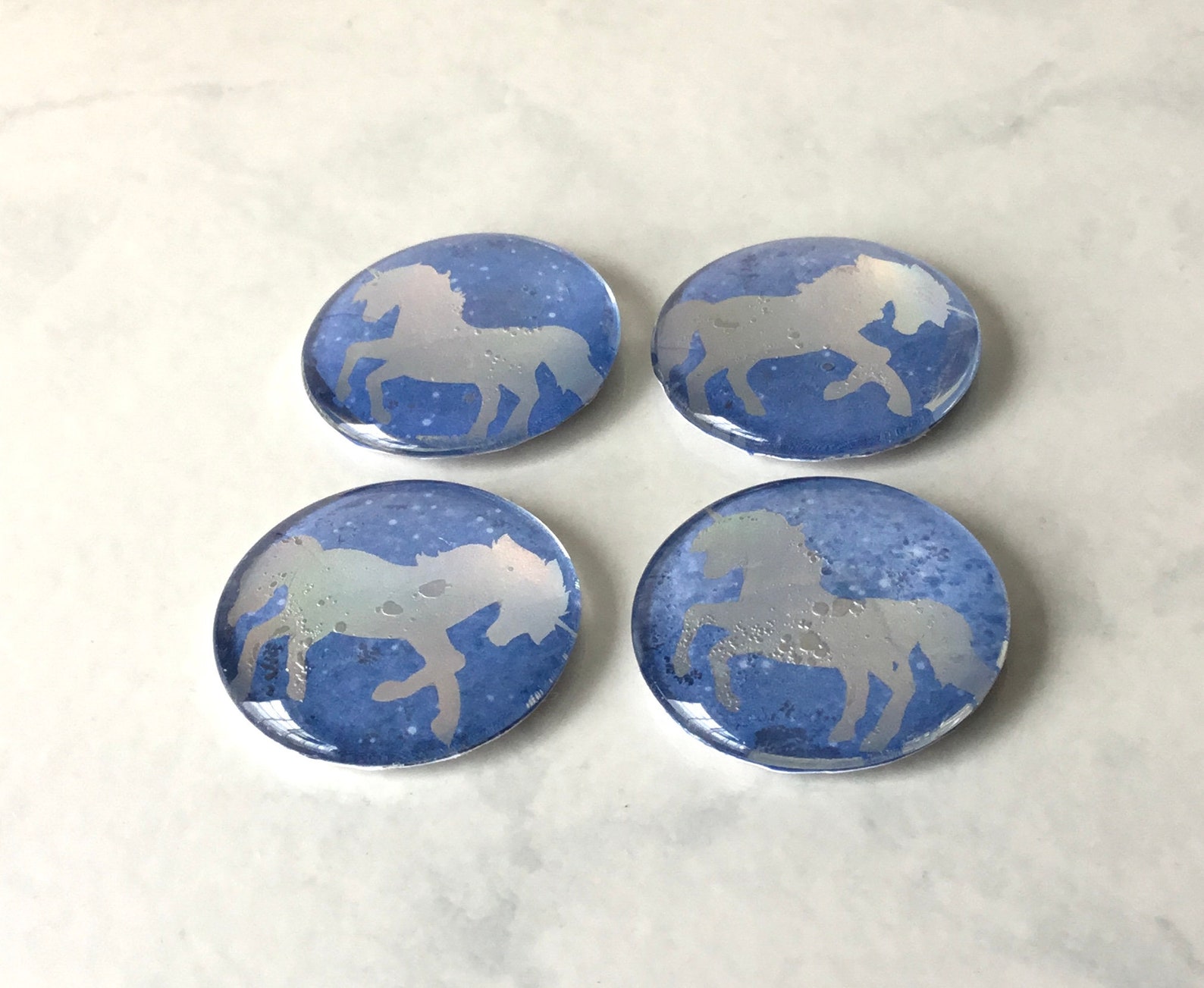 Unicorn Magnets Large Round Glass Magnets Set of 4 - Etsy
