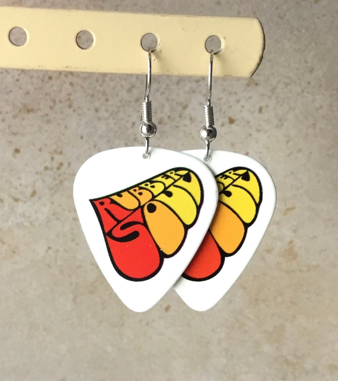 Beatles Rubber Soul Guitar Pick Earrings Orange Handmade Etsy