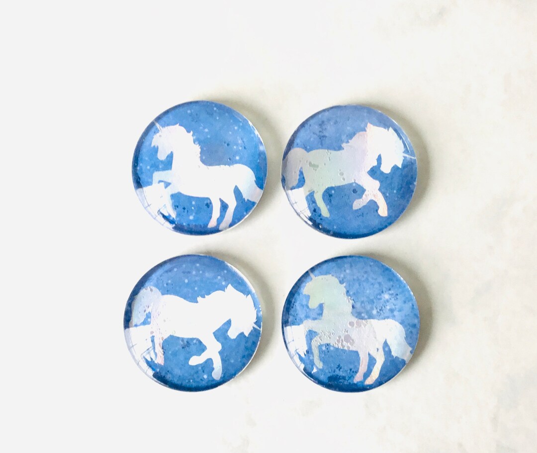 Unicorn Magnets Large Round Glass Magnets Set of 4 - Etsy