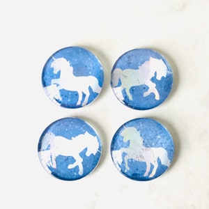 Unicorn Magnets Large Round Glass Magnets Set of 4