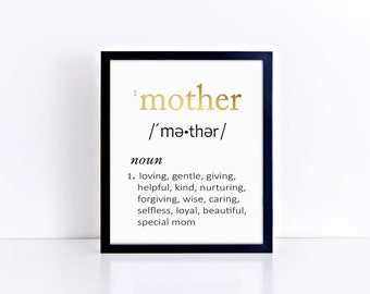 Hand-Foiled "MOTHER" Definition Typography Art Print - Foil Prints, Decor & Gift Prints,  8x10