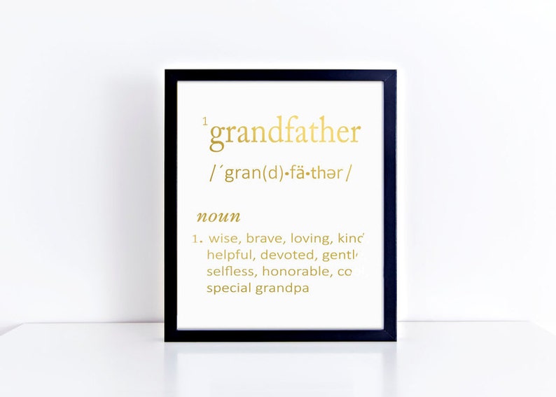 GRANDFATHER Definition Typography Art Print Foil Prints Etsy
