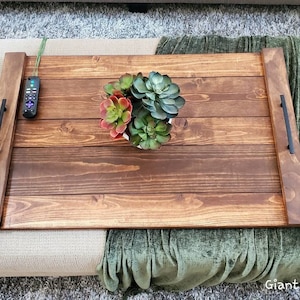 GIANT Farmhouse Tray - Handcrafted Rustic Wood Ottoman Tray - Wooden serving tray, coffee table tray, giant tray, oversized tray, trey