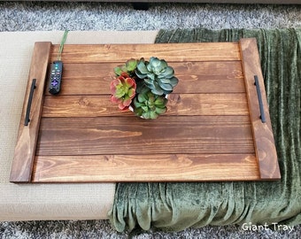 Farmhouse Tray - GIANT - Handcrafted Rustic Wood Ottoman Tray - Wooden serving tray, coffee table tray, giant tray, oversized tray, trey