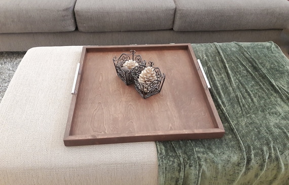 Tray 20x20 Horizon Handcrafted Rustic Wood Ottoman Tray large Decorative Tray Serving Tray Coffee Table Tray Farmhouse Wooden Tray Etsy