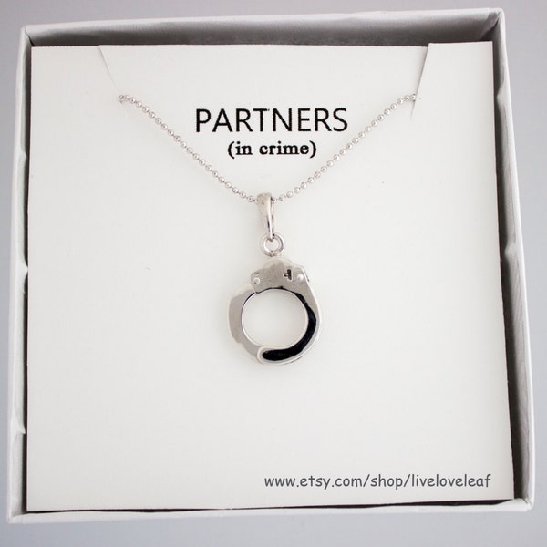 Sterling Silver Handcuff pendant Necklace for your Partner in Crime, Best friends, BFF Sisters Jewelry, Fifty Shades of Grey Handcuffs