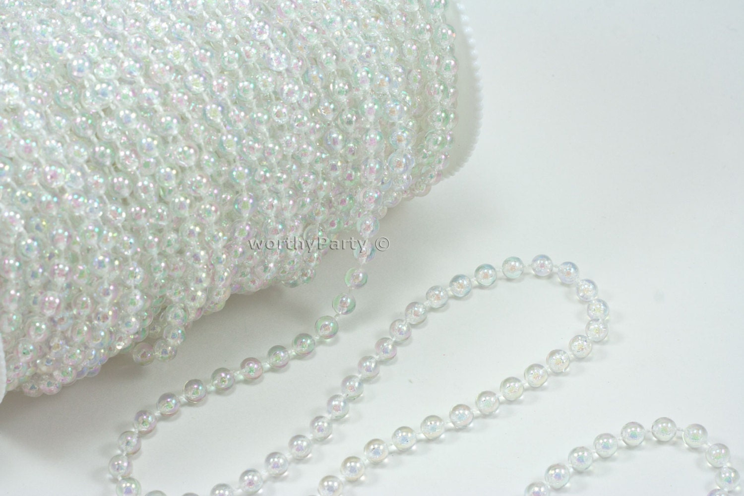 6mm Iridescent Clear AB String Beads on a Roll / Spool 99 ft Etsy