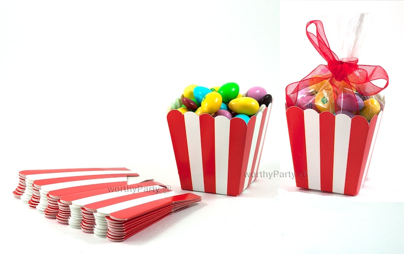 RAINBOW UNICORN Inspired Striped Mini Treats Candy Nut Popcorn Goodie & Favor Cups/Boxes set of 10 image 4