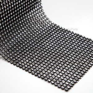 BLACK SILVER Diamond Bling Mesh Rhinestone Crystal Ribbon ROLL (4.7