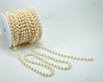 Rouleau De 20 Mètres De Perles Aspect Porcelaine Blanc Crème Pour Déco Mariage Et Loisirs Créatifs