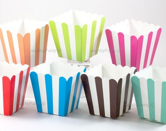 12X Streifen Gefallen Candy Behandeln Popcorn Boxen für Hochzeit Party Angebot 
