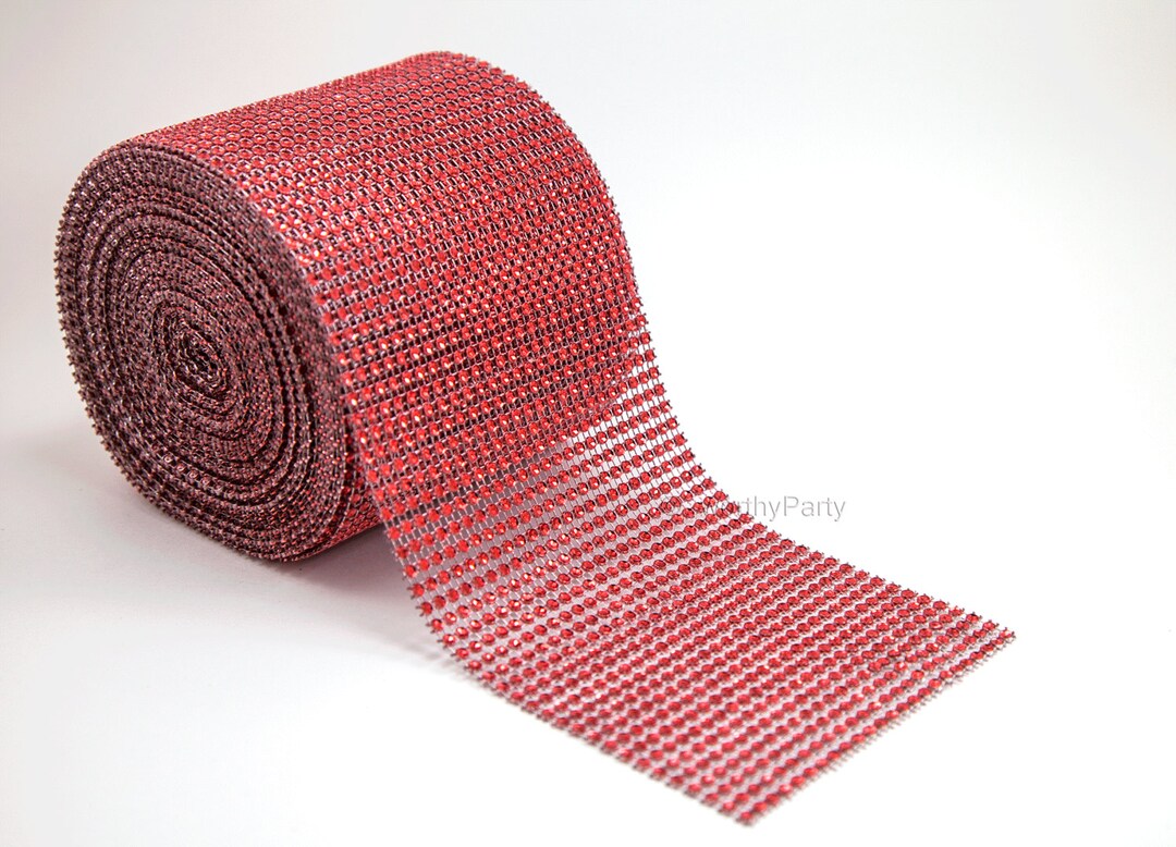 RED ROSE Diamond Bling Mesh Rhinestone Crystal Ribbon ROLL (4.7