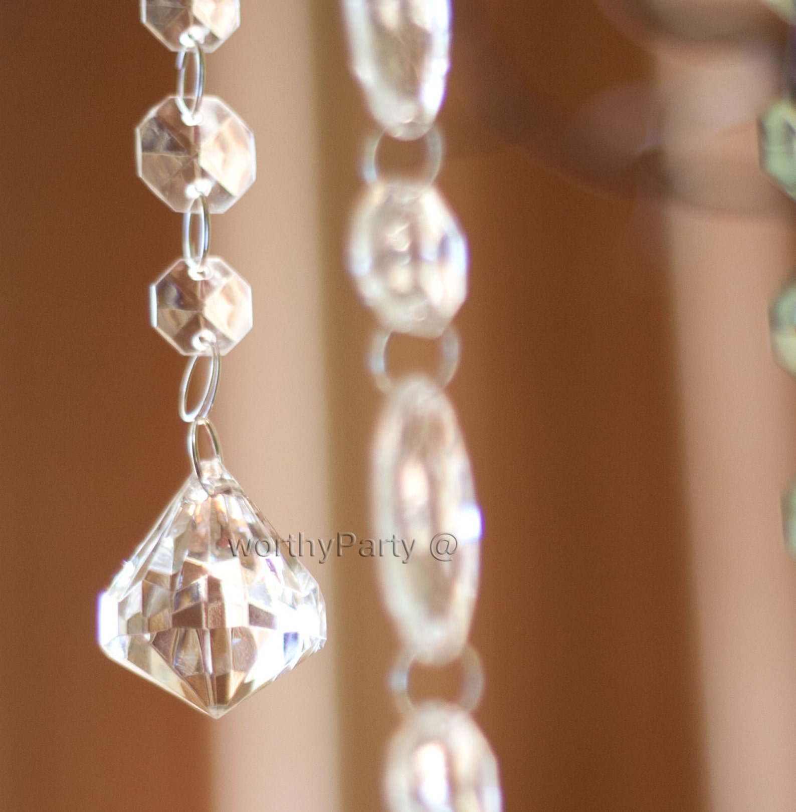Set of 12 - Hanging Crystals Ornament Acrylic Drop Wedding Decorations ...
