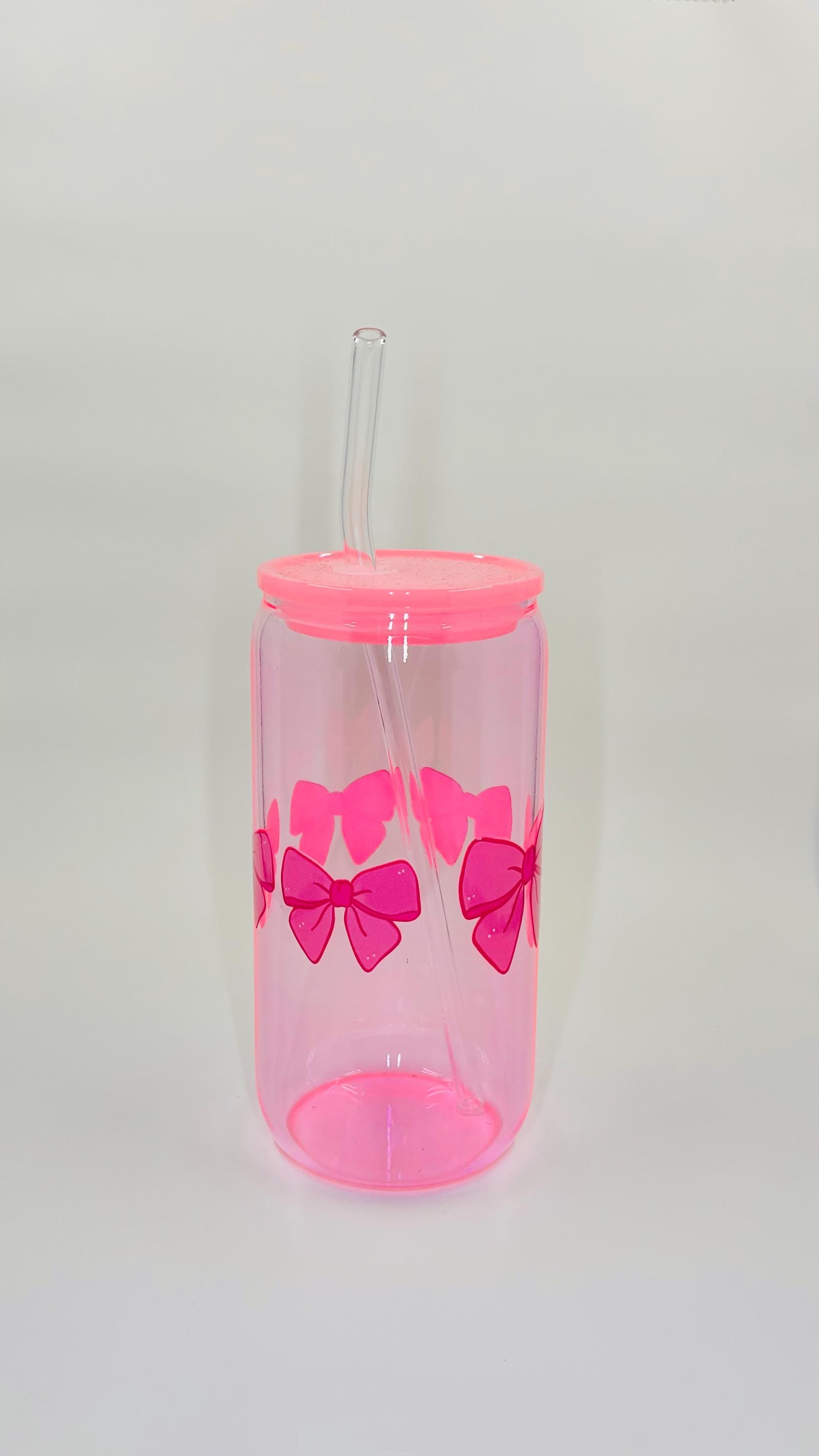 Cute Bows Pink 16 Oz. Glass Cup - Etsy