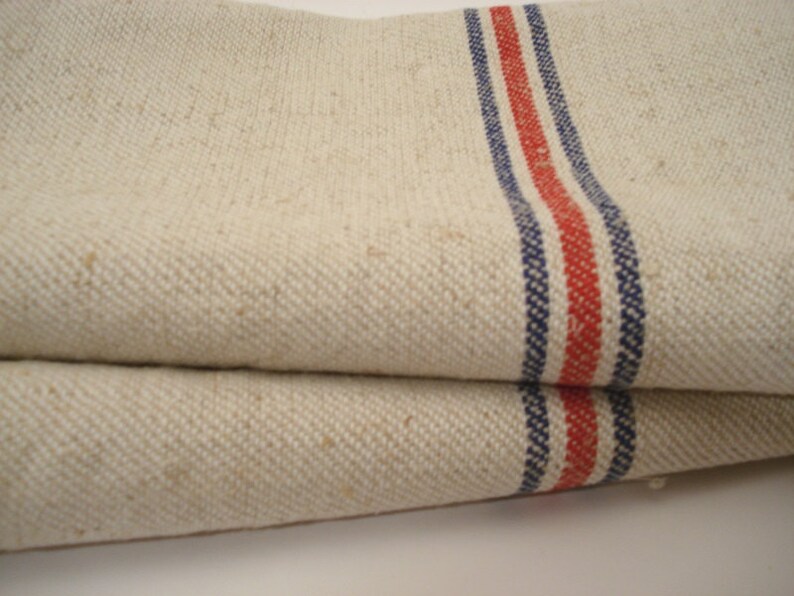 Grain Sack Antique stairruner Upholstery fabric Grainsack Blue and red stripes
