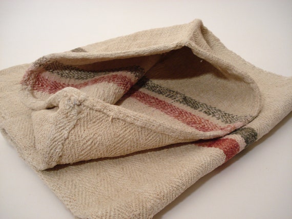 Grain Sack Antique stairruner Upholstery fabric Grainsack Blue and red stripes