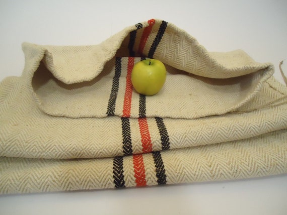 Grain Sack Antique stairruner Upholstery fabric Grainsack Blue and red stripes