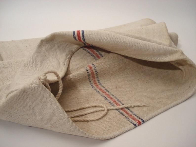 Grain Sack Antique stairruner Upholstery fabric Grainsack Blue and red stripes