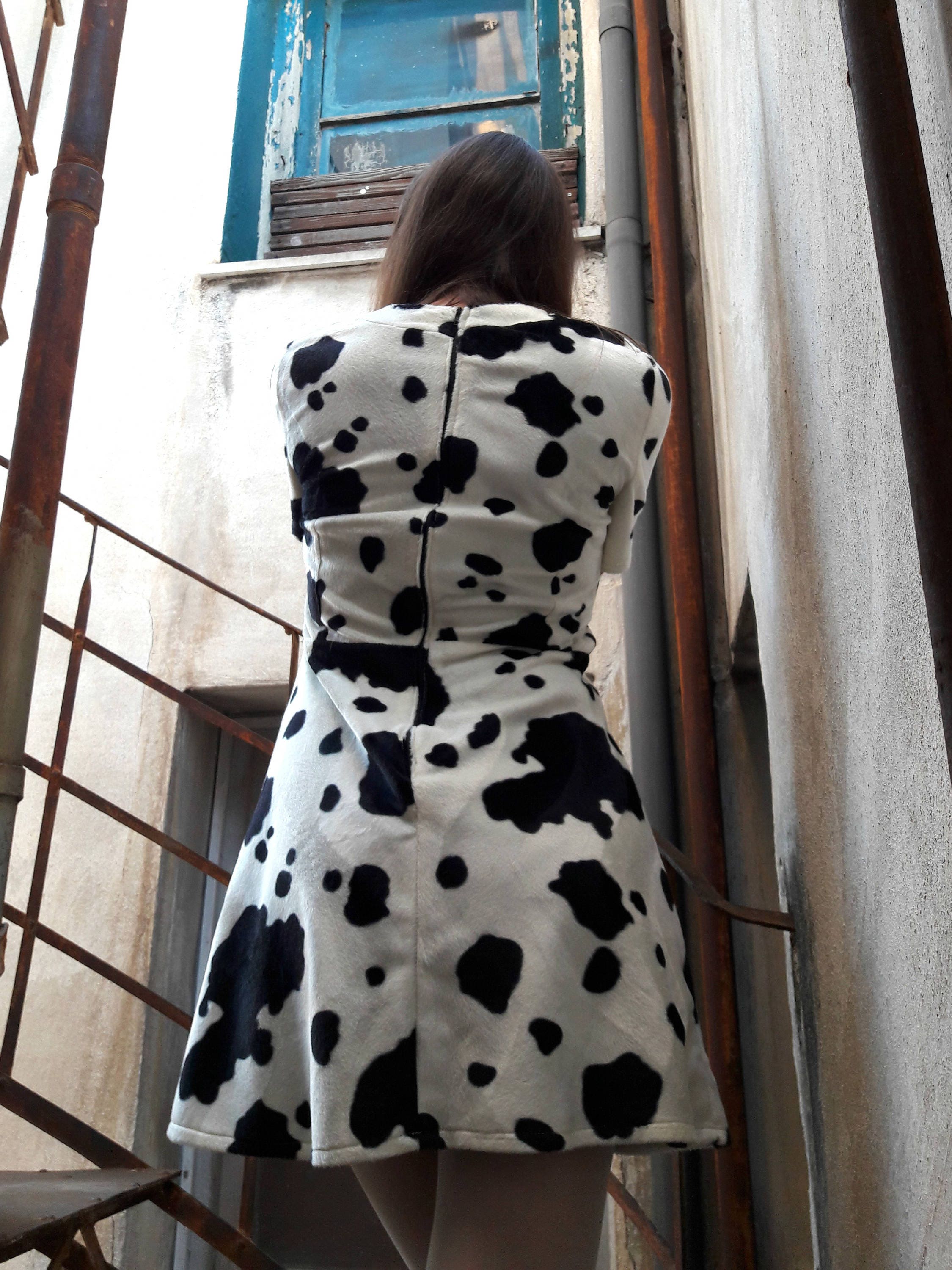 Vestido estampado animal con estampado de vaca mini vestido