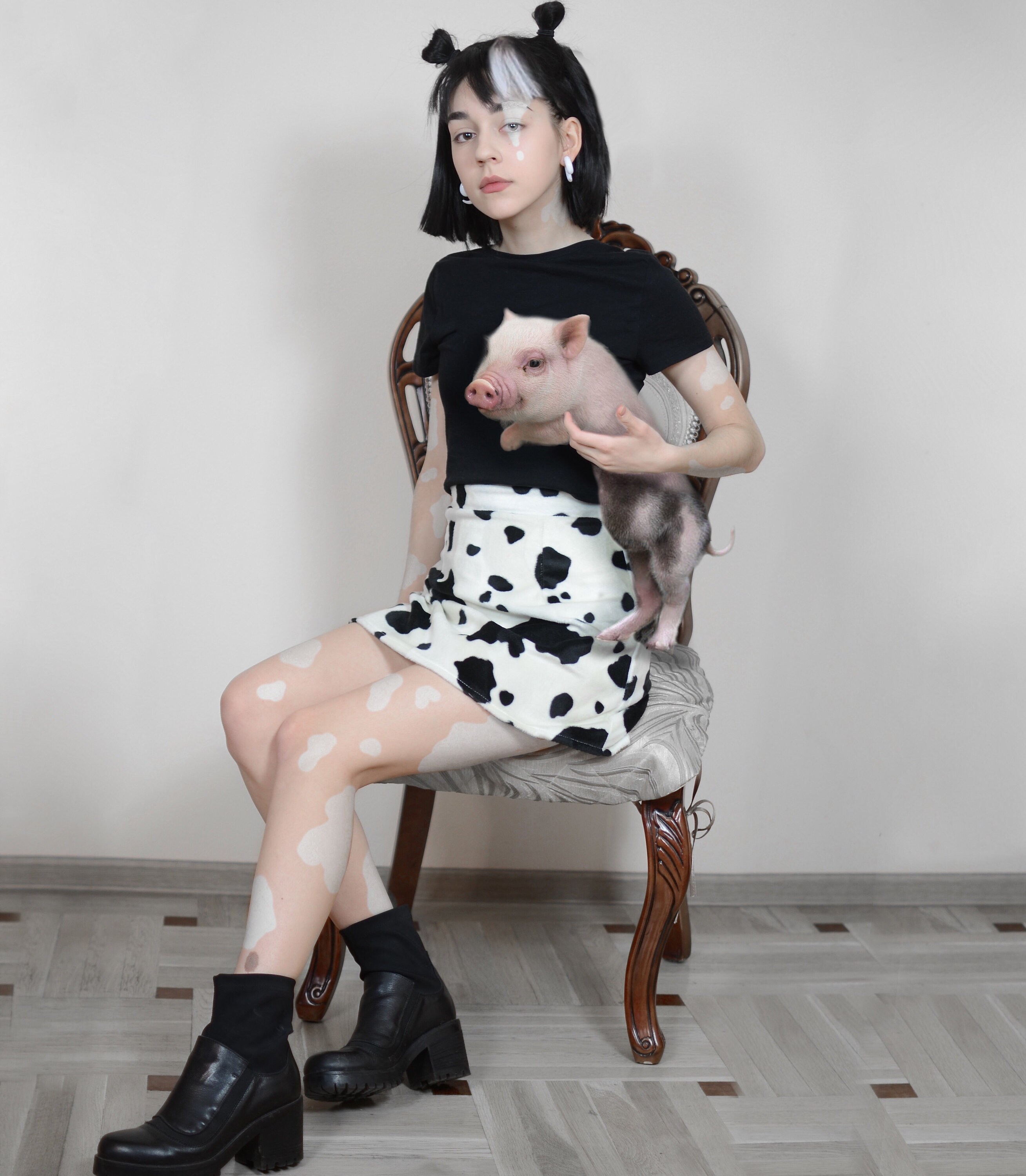 Cow top skater skirt