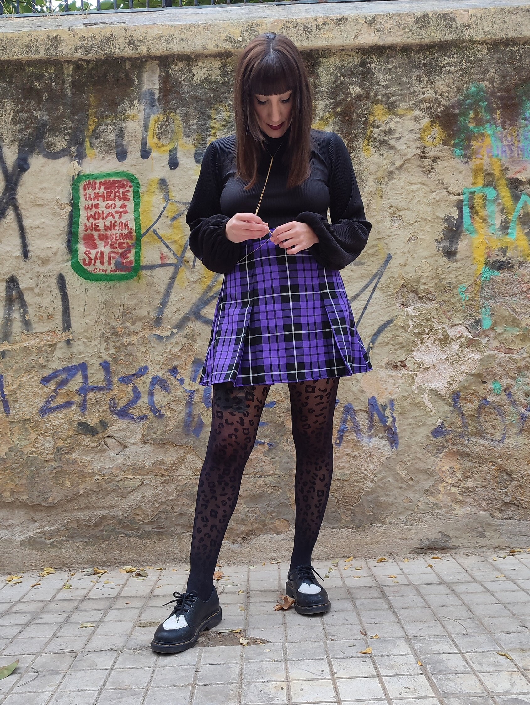 Tartan Grunge Purple Mini Skirt With Pleats Plaid Preppy Skater High Waist Skirt Punk Short Skirt Made to Order Plus Sizes Available Etsy