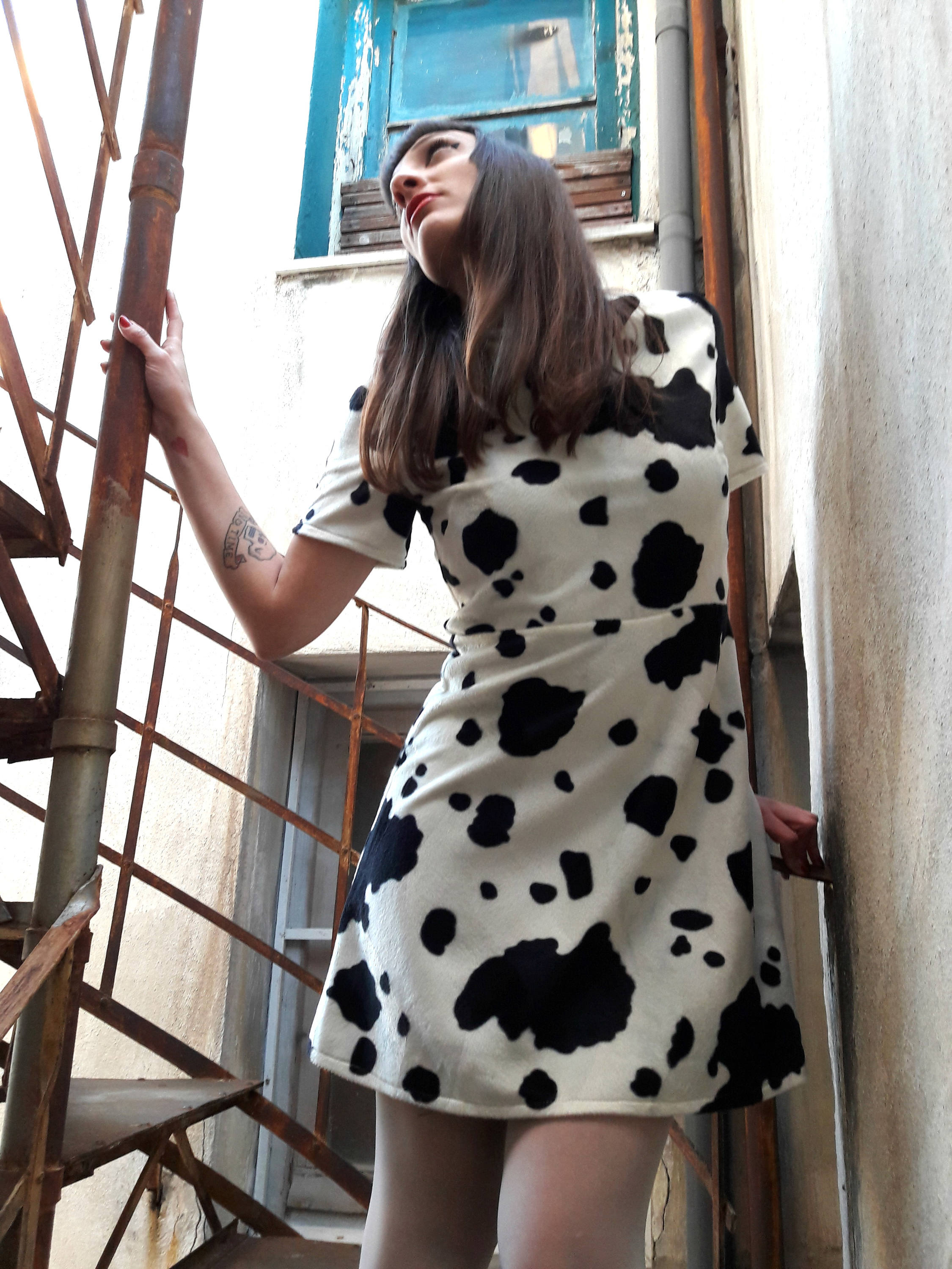 Animal Print Dress With Cow Print Mini Dress Made of Vegan - Etsy