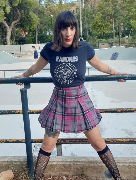 Tartan Red Grunge Mini Skirt, Preppy Plaid Pleated Skater Skirt, Punk High  Waist Short Skirt, Plus Sizes Available, Made to Order 