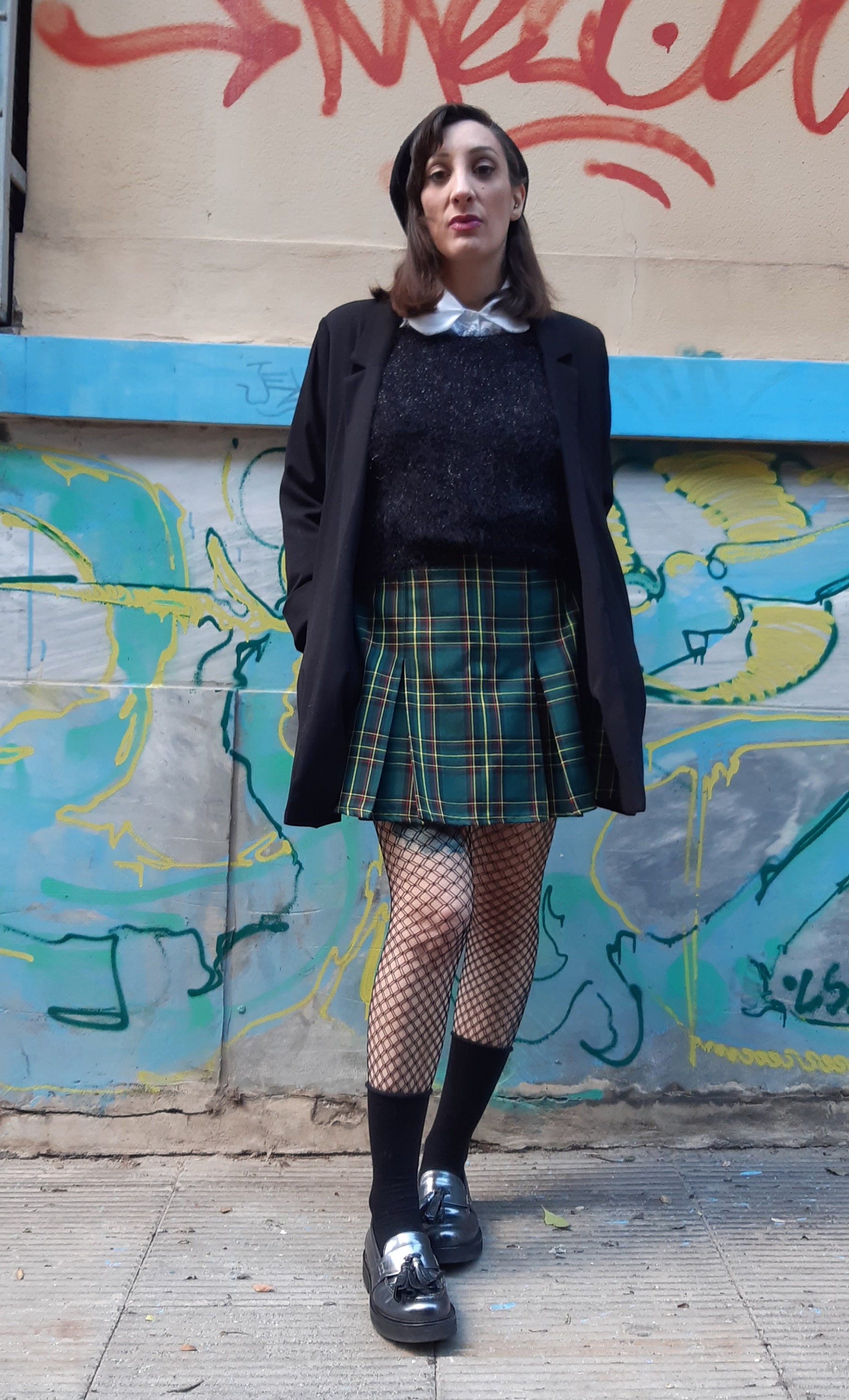 Plaid Skater Grunge Skirt With Pleats Tartan Green Punk Mini Skirt Preppy Gingham Short Skirt Made to Order Plus Sizes Are Available Etsy UK