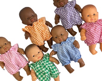 Gingham Rompers size 21cm Miniland Dolls