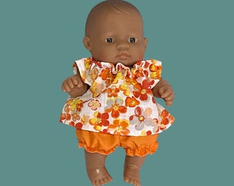 Miniland Doll Clothes 21cm Top & bloomers- Orange