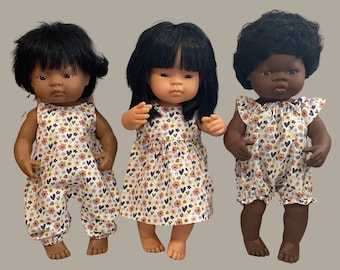 Fits 38cm Miniland dolls- Dress/Romper/Long Romper- hearts