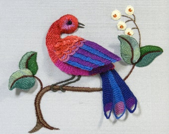 Stumpwork Embroidery Kit - BLUE TAILED WHISTLER