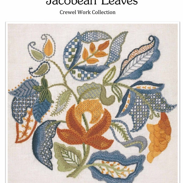 PDF Download - JACOBEAN LEAVES crewelwork pattern
