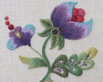 Crewel Embroidery Kit - PURPLE GRACE