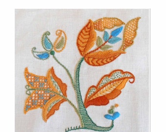 PDF Download - AUTUMN GOLD crewel work pattern.