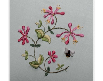 PDF Download - SWEET HONEYSUCKLE Raised Embroidery Pattern