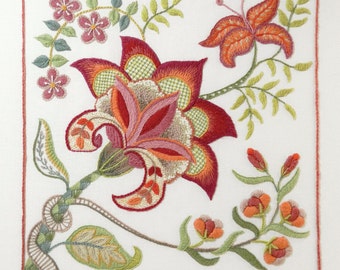 Crewel Embroidery Kit: SCARLET GLORY