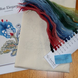 Crewel Embroidery kit BLUE ELEGANCE image 2