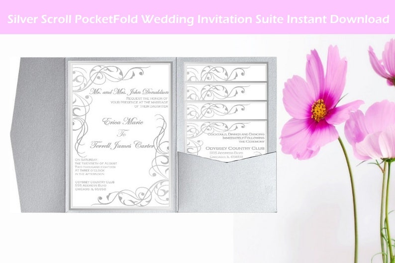 Diy Pocket Invitation Template Pocketfold Wedding Invitations Etsy