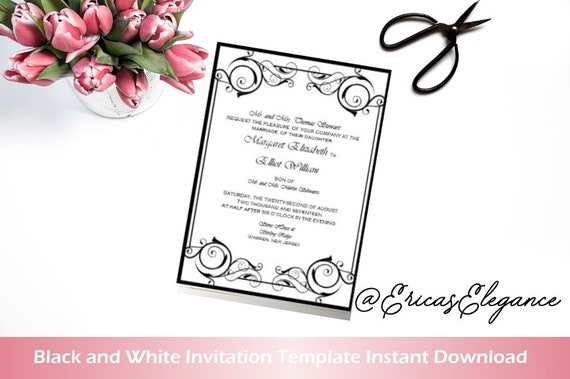 Black White Wedding Invitations Make Your Own Wedding Etsy