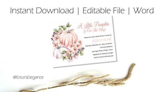 Fall Baby Shower Invitation Template Autumn Baby Girl Shower | Etsy