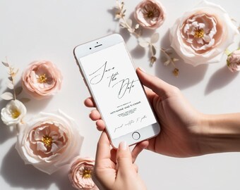 Electronic Save The Date Evite: Minimalist Wedding E-Card (Digital Download)